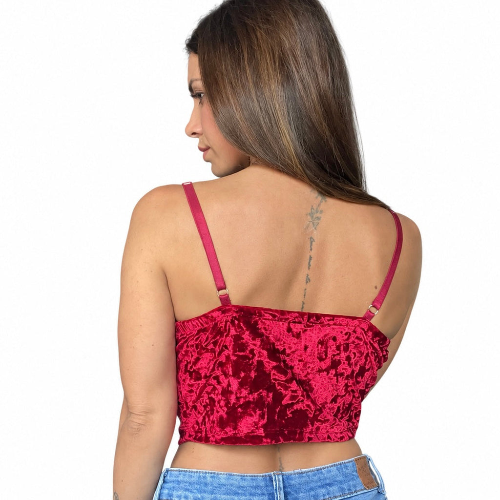 TOP VELLUTO CON SCOLLO IN PIZZO