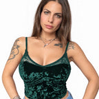 TOP VELLUTO CON SCOLLO IN PIZZO