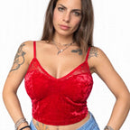 TOP VELLUTO CON SCOLLO IN PIZZO